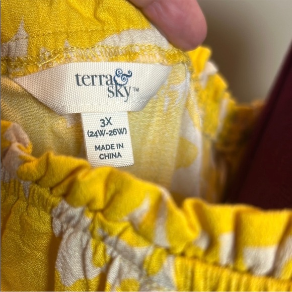 3X (24W-26W) Sunny Yellow Rayon Long Sleeve Blouse - with Smocked Cuffs - New! - Picture 9 of 13